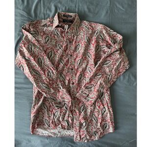 Daniel Cremieux Paisley Shirt Mens Medium Red Black Long Sleeve Cotton